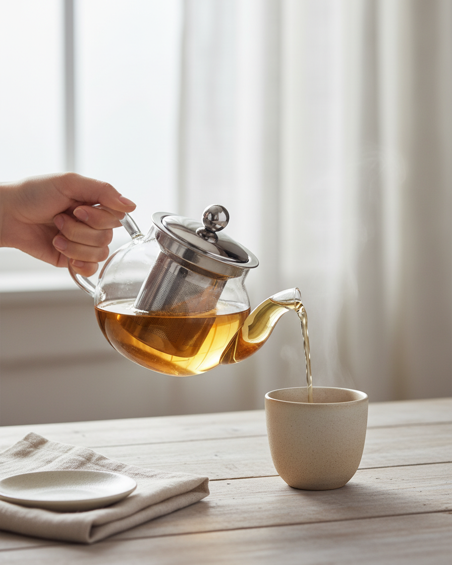 Lotus Glass Teapot with Stainless Steel Infuser (12 oz)